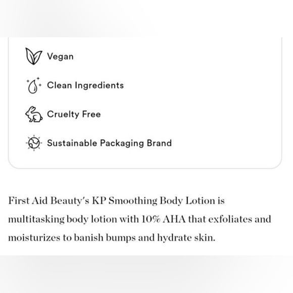 FIRST AID BEAUTY KP SMOOTHING BODY LOTION WITH 10% AHA. - Picture 7 of 10